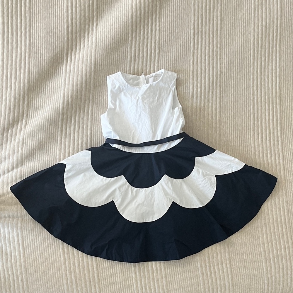 Jacadi White and Navy Girls Dress